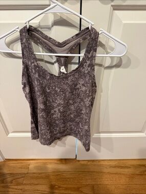 lululemon athletica Heathered Gray Patterned Racerback Tank